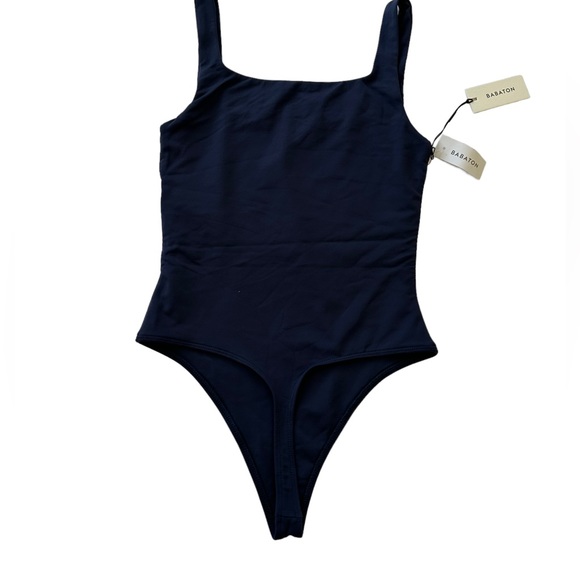 ARITZIA Babaton NEW Blue Contour Thong Bodysuit Square Neck Pure Indigo NWTA - Picture 2 of 4